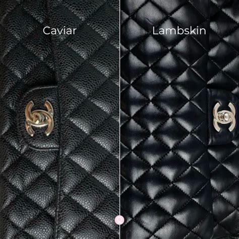 chanel calfskin & ruthenium metal black|caviar vs lambskin chanel.